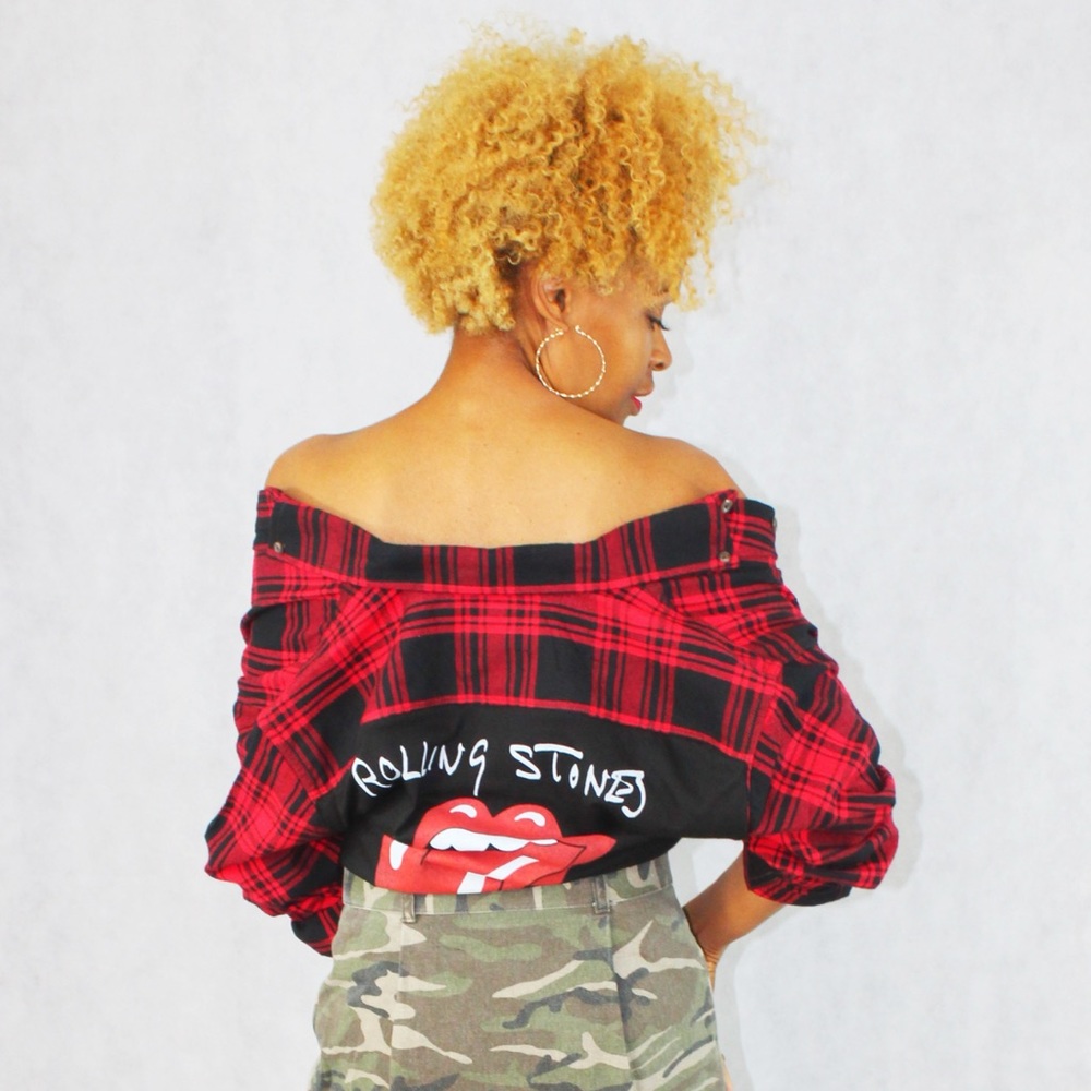Plaid Rolling Stone tshirt - Picture 3 of 5